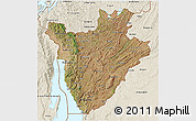 Satellite 3D Map of Burundi, shaded relief outside