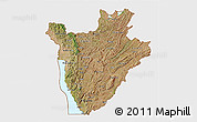 Satellite 3D Map of Burundi, single color outside, bathymetry sea