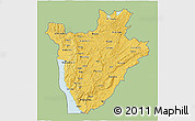 Savanna Style 3D Map of Burundi, single color outside