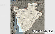 Shaded Relief 3D Map of Burundi, darken, land only