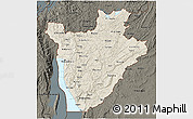 Shaded Relief 3D Map of Burundi, darken