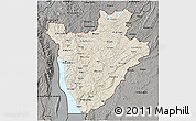 Shaded Relief 3D Map of Burundi, darken, semi-desaturated, land only