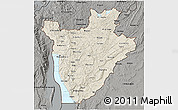 Shaded Relief 3D Map of Burundi, darken, semi-desaturated