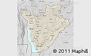 Shaded Relief 3D Map of Burundi, desaturated, land only
