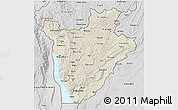 Shaded Relief 3D Map of Burundi, desaturated