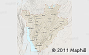Shaded Relief 3D Map of Burundi, lighten, land only