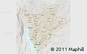 Shaded Relief 3D Map of Burundi, lighten, semi-desaturated, land only