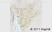 Shaded Relief 3D Map of Burundi, lighten, semi-desaturated