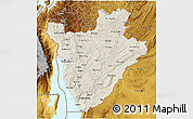 Shaded Relief 3D Map of Burundi, physical outside