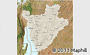 Shaded Relief 3D Map of Burundi, satellite outside, shaded relief sea