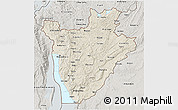 Shaded Relief 3D Map of Burundi, semi-desaturated, land only