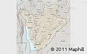 Shaded Relief 3D Map of Burundi, semi-desaturated