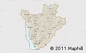 Shaded Relief 3D Map of Burundi, single color outside, satellite sea