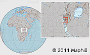 Gray Location Map of Bubanza, hill shading