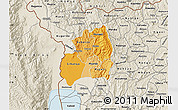 Political Shades Map of Bubanza, shaded relief outside