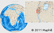 Shaded Relief Location Map of Mpanda, within the entire country