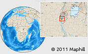 Shaded Relief Location Map of Mpanda, highlighted country, within the entire country