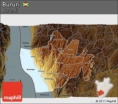 Physical 3D Map of Bururi, darken