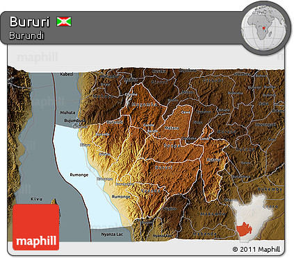 Physical 3D Map of Bururi, darken