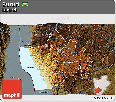 Physical 3D Map of Bururi, darken