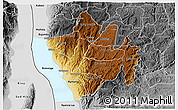 Physical 3D Map of Bururi, desaturated