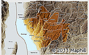 Physical 3D Map of Bururi, semi-desaturated