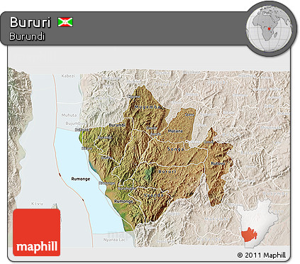 Satellite 3D Map of Bururi, lighten