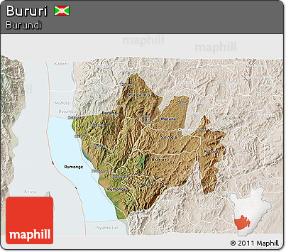 Satellite 3D Map of Bururi, lighten