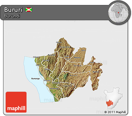 Satellite 3D Map of Bururi, single color outside