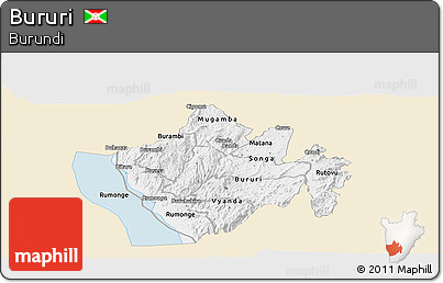 Classic Style Panoramic Map of Bururi, single color outside
