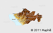 Physical Panoramic Map of Bururi, single color outside