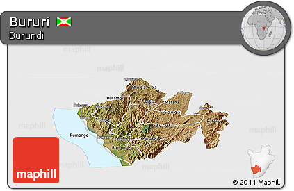 Satellite Panoramic Map of Bururi, single color outside