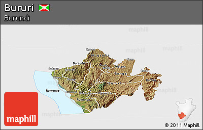 Satellite Panoramic Map of Bururi, single color outside