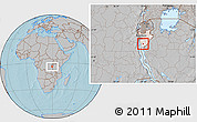 Gray Location Map of Vyanda, highlighted country, hill shading