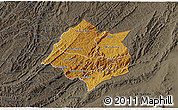 Physical 3D Map of Cankuzo, darken, semi-desaturated