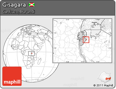 Blank Location Map of Gisagara, highlighted country, within the entire country