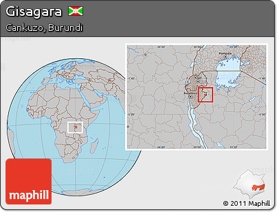 Gray Location Map of Gisagara, within the entire country