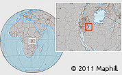 Gray Location Map of Gisagara, hill shading