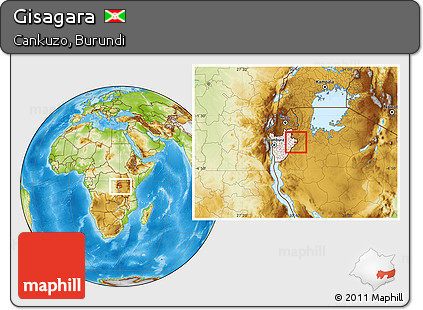 Physical Location Map of Gisagara, highlighted country