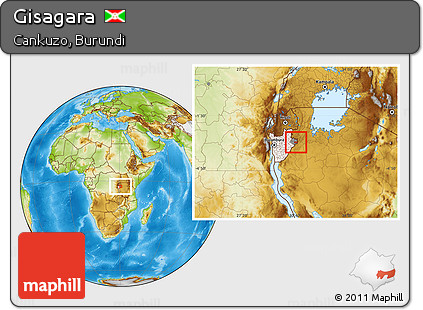 Physical Location Map of Gisagara, highlighted country, highlighted parent region