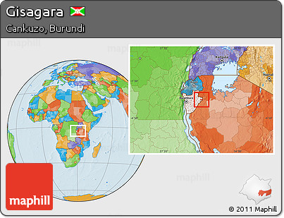 Political Location Map of Gisagara, highlighted country