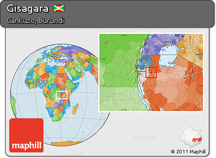 Political Location Map of Gisagara, highlighted country, highlighted parent region