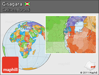 Political Location Map of Gisagara, highlighted country, highlighted parent region