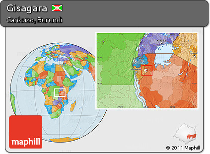 Political Location Map of Gisagara, highlighted parent region