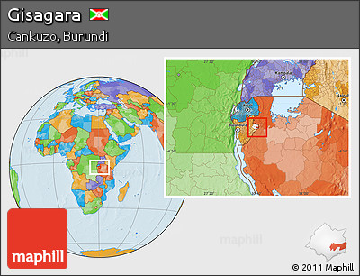Political Location Map of Gisagara, highlighted parent region