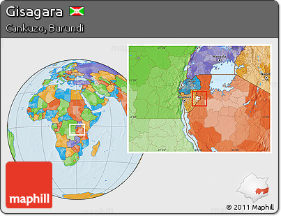 Political Location Map of Gisagara, highlighted parent region