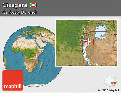 Satellite Location Map of Gisagara, highlighted country, within the entire country