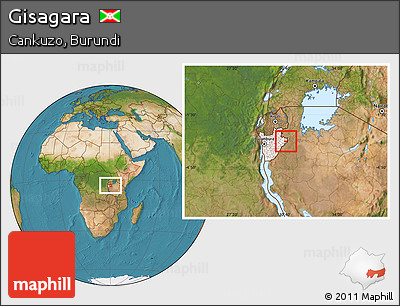 Satellite Location Map of Gisagara, highlighted country