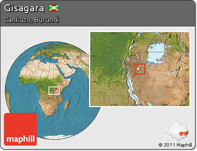 Satellite Location Map of Gisagara, highlighted parent region