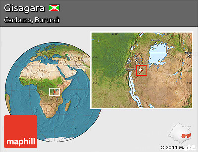Satellite Location Map of Gisagara, highlighted parent region